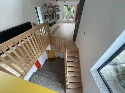 Click Here To Enlarge This Photo Of Bedroom&comma; Living&sol;Dining Including Staircase & Custom Made Kitchen